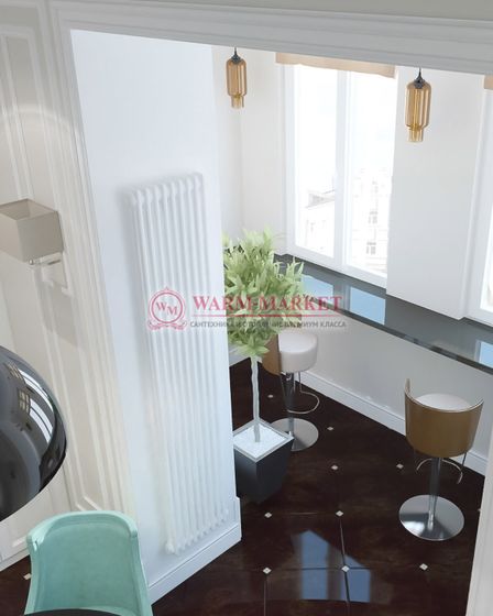 Трубчатый радиатор Arbonia 4220 четырехтрубный нижнее с вентилем подключение