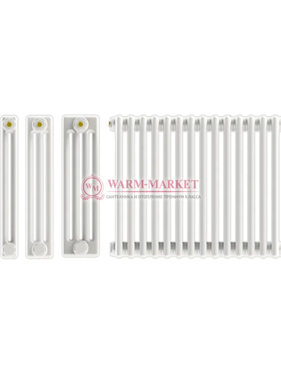 Трубчатый радиатор Unilux 2090 двухтрубный, нижнее подключение с термовентилем