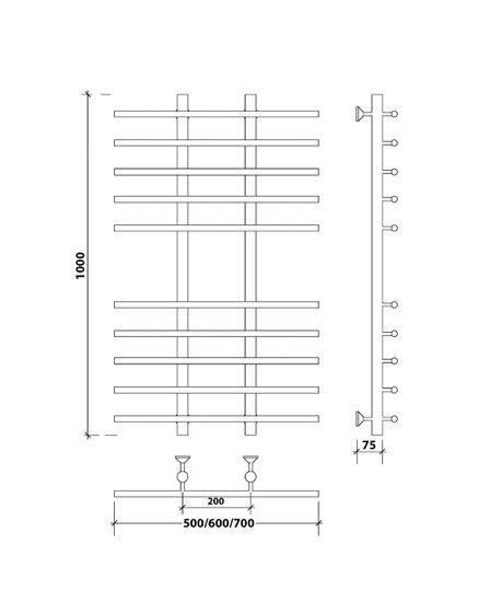Водяной полотенцесушитель Secado Турин 4 из нержавеющей стали