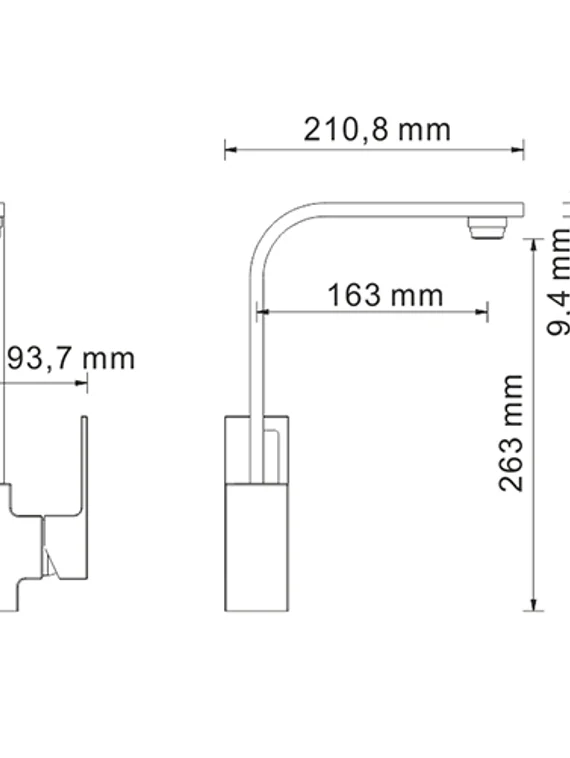 Смеситель для кухни черный Alme 1507-Bl