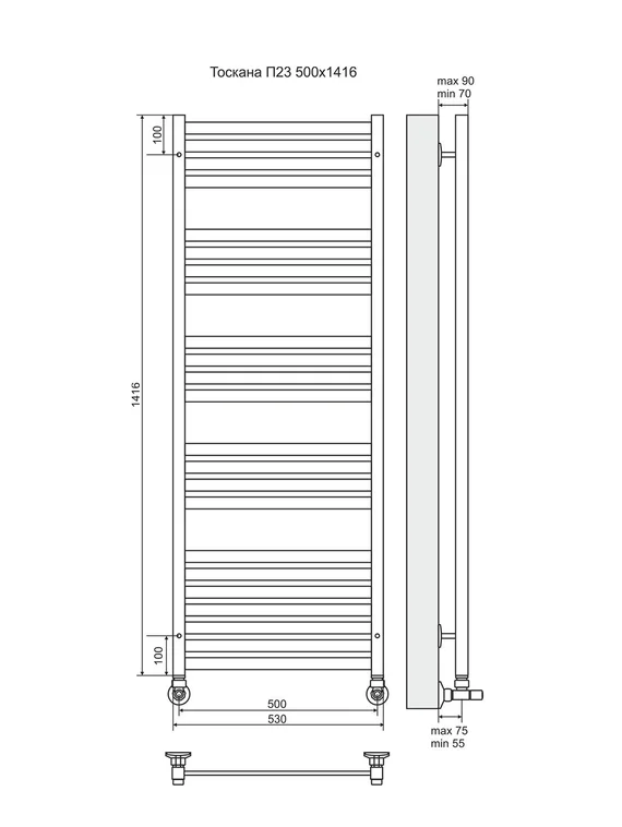 Тоскана П23 - электрический полотенцесушитель, цвет бронза