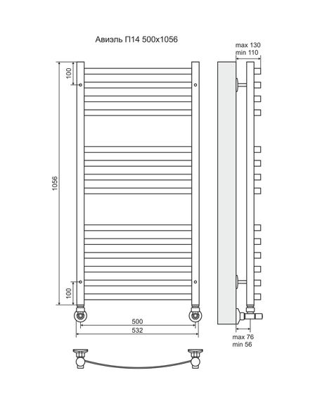Авиэль - электрический полотенцесушитель, цвет бронза