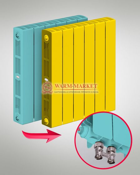 Rifar Supremo V Ral 500 - цветной биметаллический радиатор с нижним подключением
