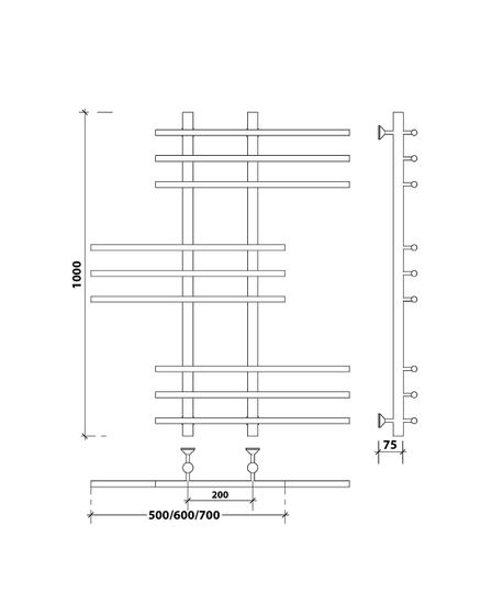 Водяной полотенцесушитель Secado Турин 5 из нержавеющей стали