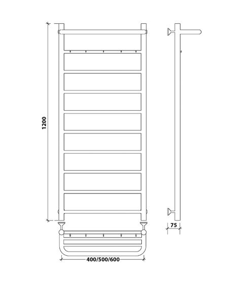 Водяной полотенцесушитель Secado Триада 1 КСП из нержавеющей стали