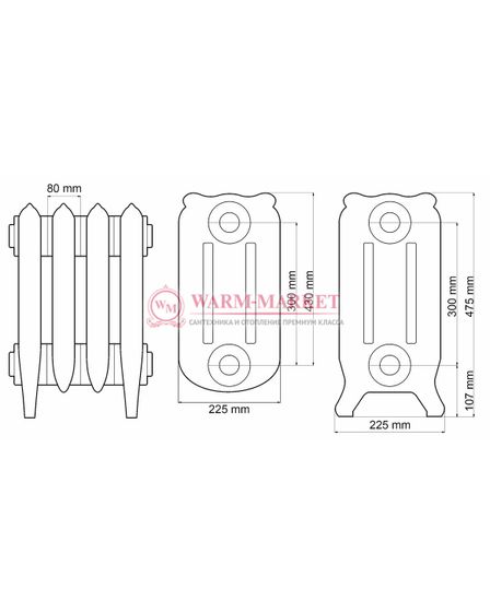 Чугунный радиатор Chappee Floreal 475