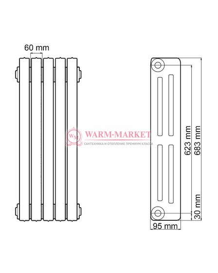 Чугунный радиатор Viadrus Termo 623/95