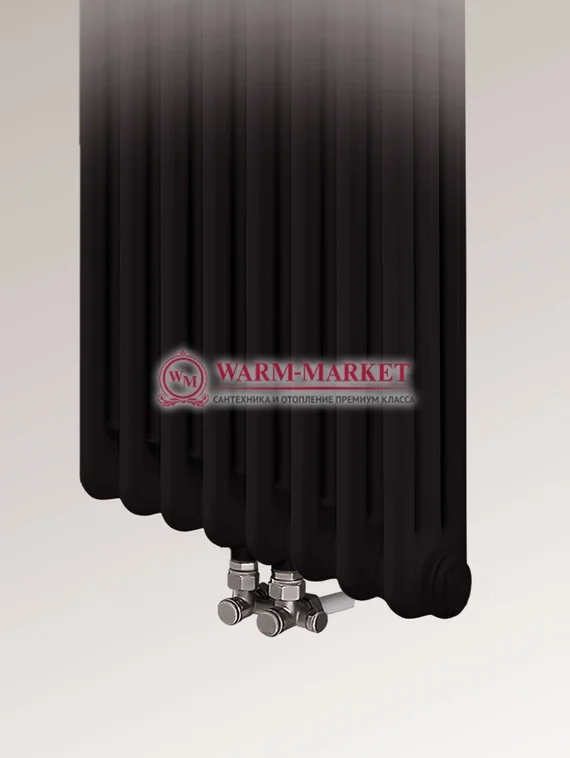 Трубчатый вертикальный радиатор Dia Norm 2180 двухтрубный с нижним центральным подключением черного цвета