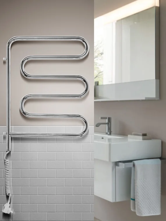 Электрический Ш-образный поворотный полотенцесушитель с малым энергопотреблением