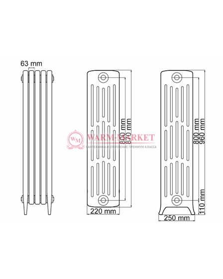 Чугунный радиатор Demir Dokum Tower 6096
