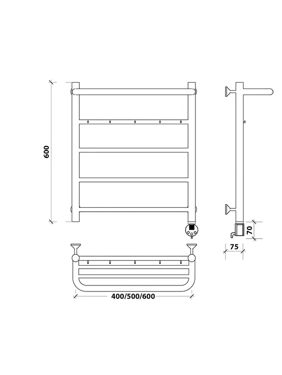 Электрический полотенцесушитель Secado Триада 1 КСП из нержавеющей стали