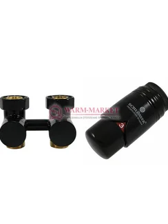 Комплект эксклюзивного узла подключения прямой G 3/4 x М22x1,5 с термоголовкой Brilliant SH Черный 9005