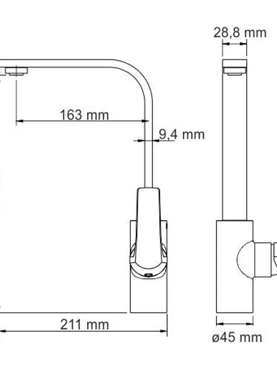 Смеситель для кухни черный Neime 1907-Bl