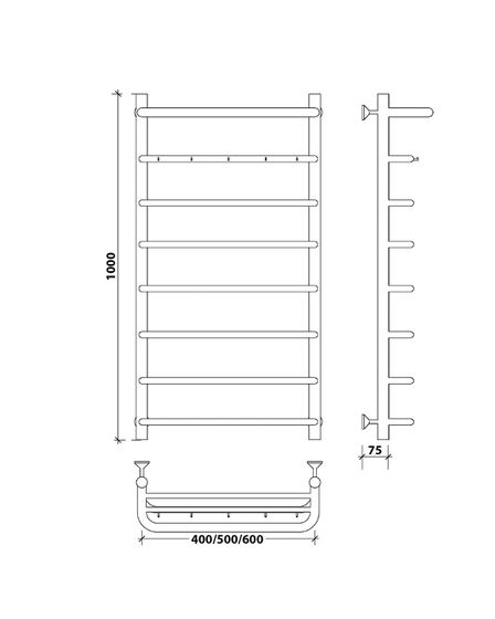 Водяной полотенцесушитель Secado Мерида 1 КСП из нержавеющей стали