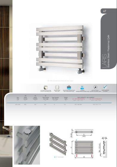 Laris Mat-дизайнерский полотенцесушитель из матовой полированной нержавеющей стали