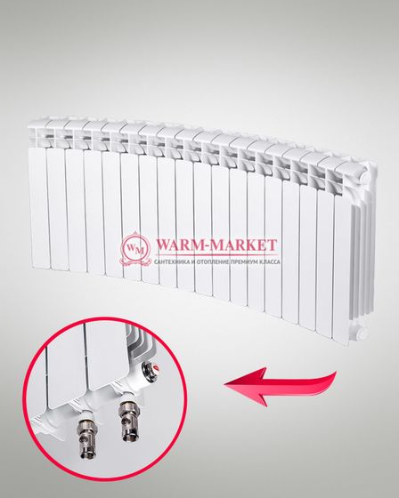 Rifar Base Flex V 500 - биметаллический радиусный радиатор с нижним подключением