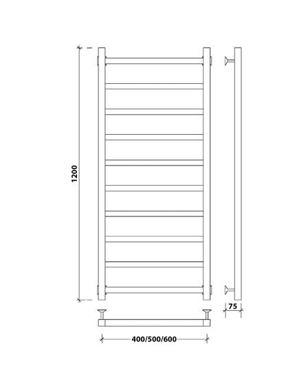 Водяной полотенцесушитель Secado Корато 1 из нержавеющей стали, черный