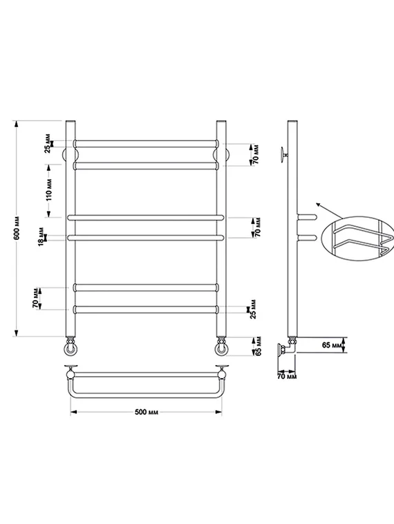 Водяной полотенцесушитель Secado Триест из латуни