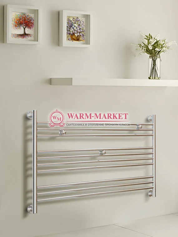 Богема L 600х900 – горизонтальный широкий дизайнерский полотенцесушитель цвет хром