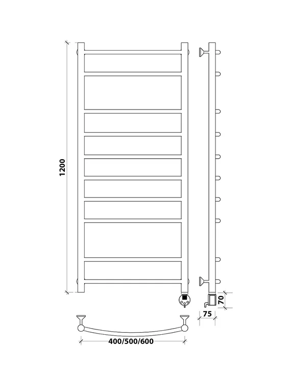 Электрический полотенцесушитель Secado Милан 2 из нержавеющей стали