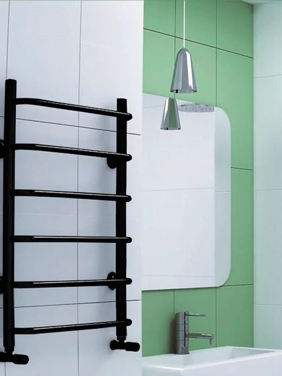 Stahdart E - электрический полотенцесушитель черного цвета.