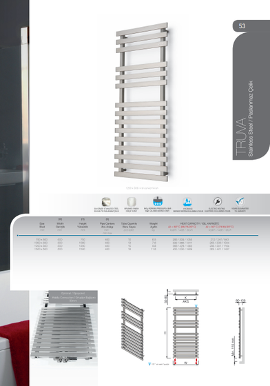 Truva Mat-дизайнерский полотенцесушитель из матовой полированной нержавеющей стали