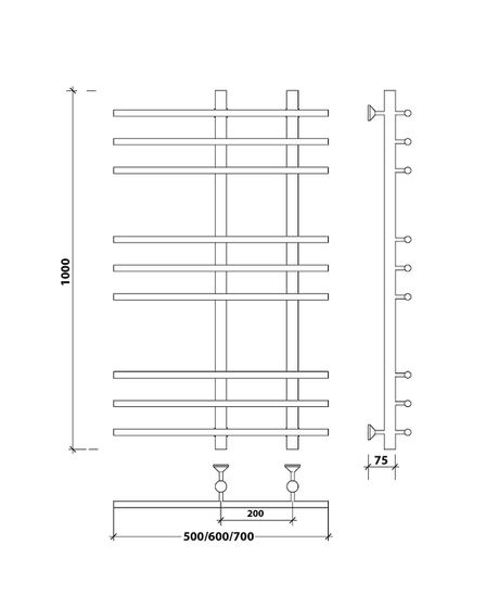 Водяной полотенцесушитель Secado Турин 3 из нержавеющей стали