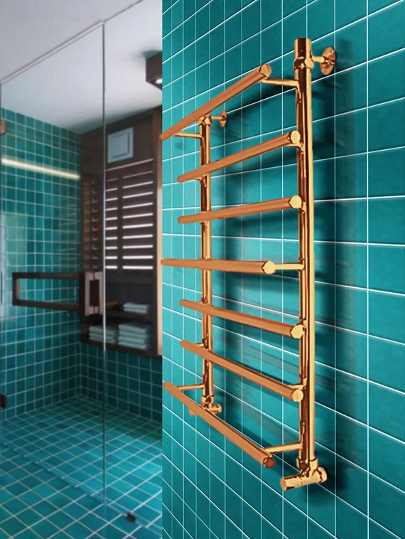 Liticia A - полотенцесушитель с чередующимися разноуровневыми перекладинами цвета бронза