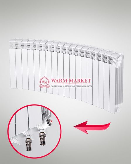 Rifar Base Flex V Ral 500 - цветной биметаллический радиусный радиатор с нижним подключением