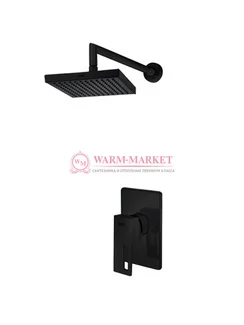 Встраиваемый комплект для душа с верхней душевой насадкой черный A12528-Bl