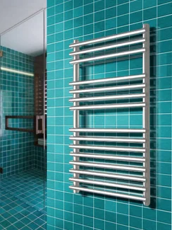 Leona White - белый дизайн полотенцесушитель с круглыми перекладинами внахлест