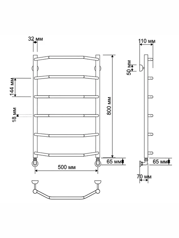 Водяной полотенцесушитель Secado Агата 1 из латуни