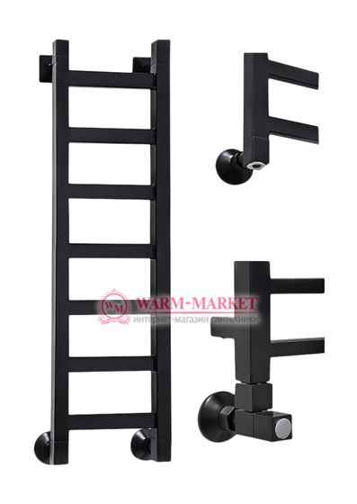 Quadro 1 1200х330 - узкий водяной полотенцесушитель из нержавеющей стали 330 мм. шириной черного цвета