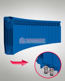 Rifar Alum Flex V Ral 500 - цветной алюминиевый радиусный радиатор с нижним подключением