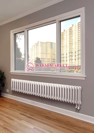 Трубчатый радиатор Dia Norm 3037-32 секции, трехтрубный с нижним подключением с вентилем.