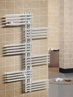 Brigantina R White - белый дизайн полотенцесушитель с перекладинами внахлест