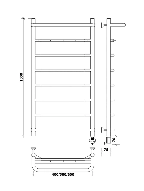 Электрический полотенцесушитель Secado Агата 1 К из нержавеющей стали
