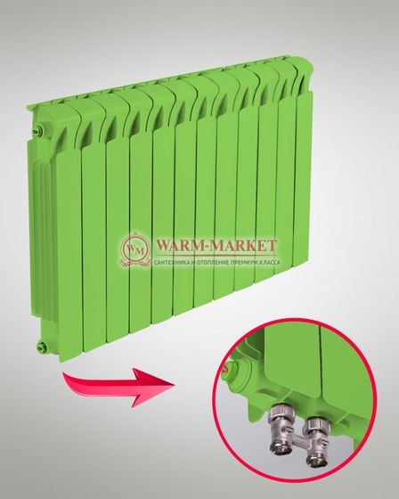 Rifar Monolit VR Ral 500 - цветной биметаллический радиатор с нижним правым подключением