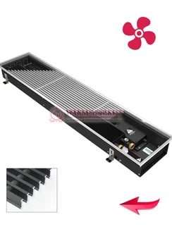 Конвектор внутрипольный Varmann Qtherm с вентилятором c алюминиевой решеткой цвета светлой бронзы