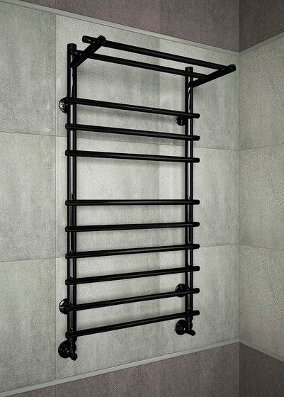 Vatra - полотенцесушитель с греющей полкой черного цвета