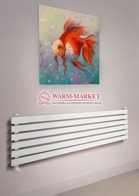 Barletta 416х1400 – белый горизонтальный широкий дизайнерский полотенцесушитель