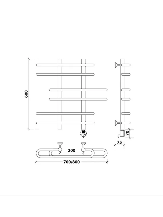 Электрический полотенцесушитель Secado Венеция 6 из нержавеющей стали