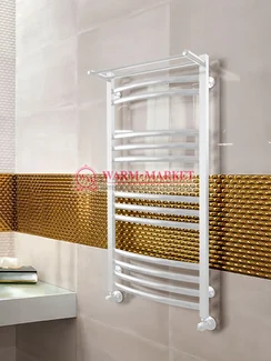 Enisey-белый полотенцесушитель с полкой, нижнее подключение