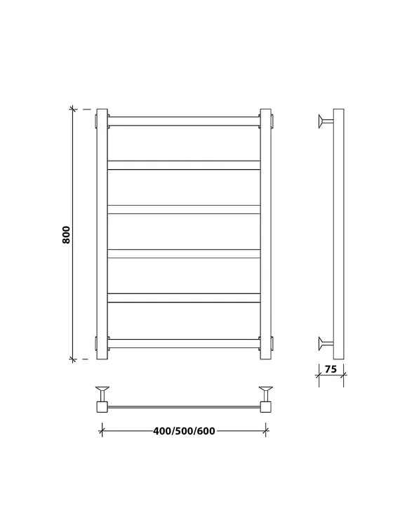 Водяной полотенцесушитель Secado Корсико 1 из нержавеющей стали, черный
