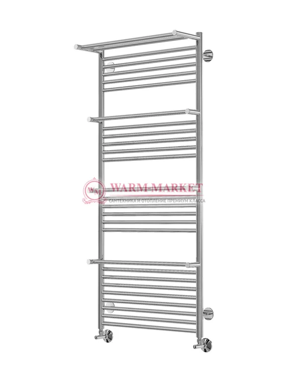 Аврора П27-4 - водяной полотенцесушитель с полками, нижнее подключение, черный