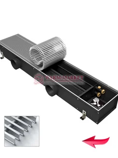 Конвектор внутрипольный Varmann Ntherm Air без вентилятора c алюминиевой решеткой натурального цвета