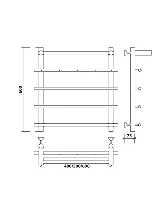 Водяной полотенцесушитель Secado Турин 1 КСП из нержавеющей стали