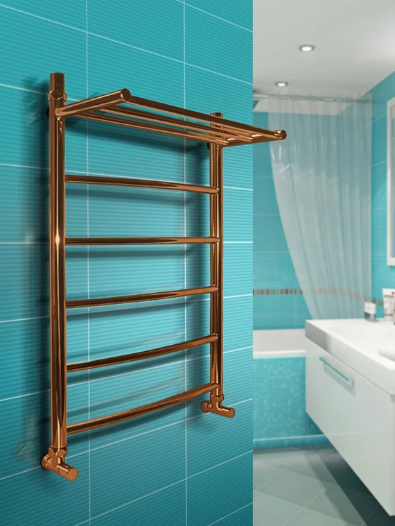 Universal P - классический полотенцесушитель с полкой цвета бронза