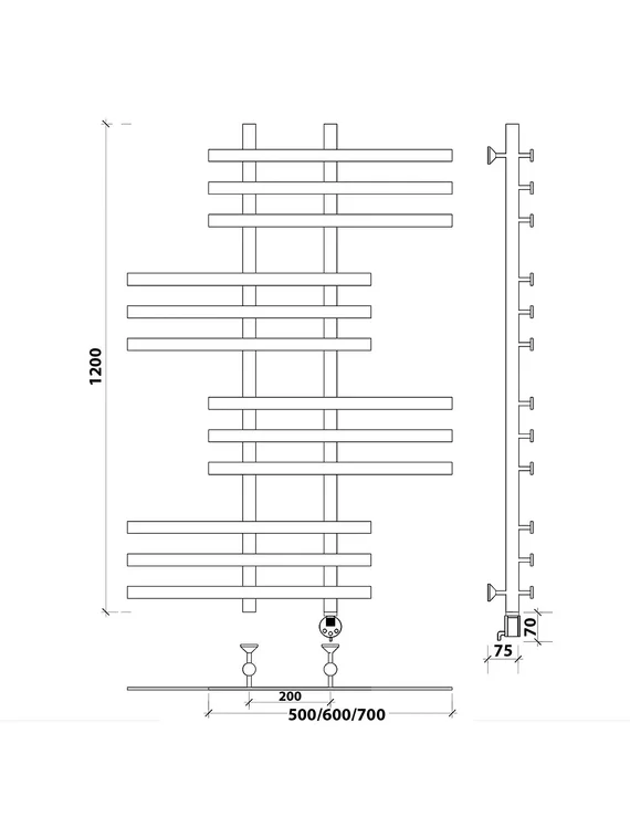 Электрический полотенцесушитель Secado Понтида 6 из нержавеющей стали