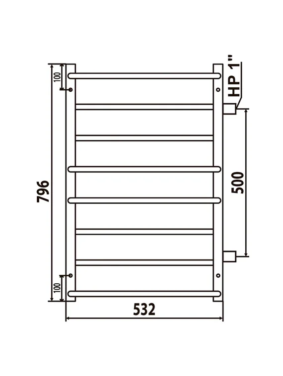 Евромикс П8 - водяной полотенцесушитель, боковое подключение, цвет золото
